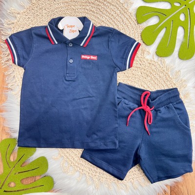 Conj. Camisa Gola Polo Vintage Race e Bermuda - Marinho